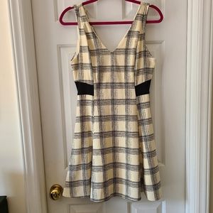Cream Dress with Black Grid by Lush